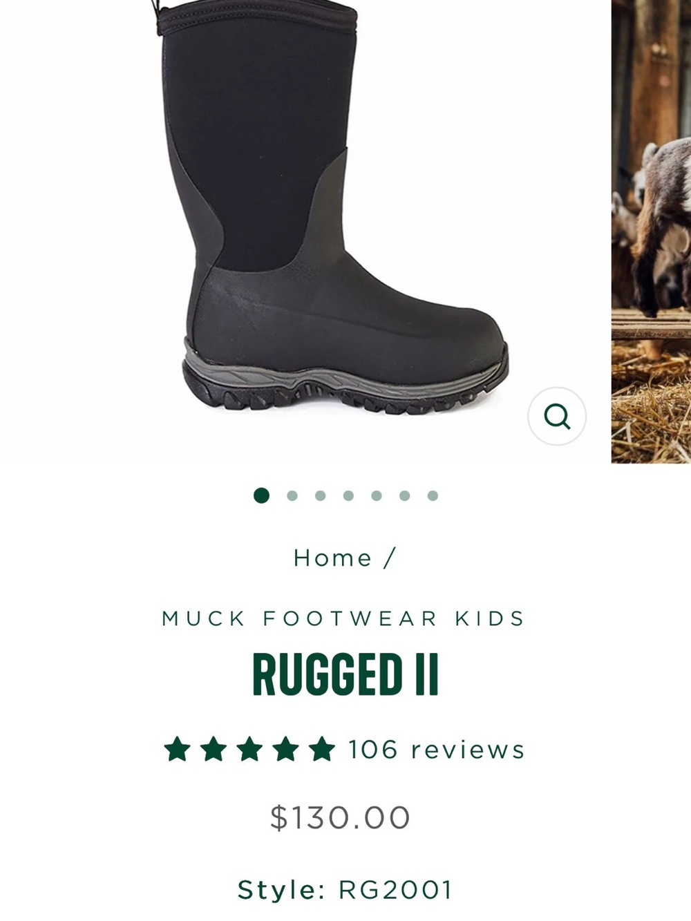 Muck Footwear Kids Rugged II Black Kids' Boot